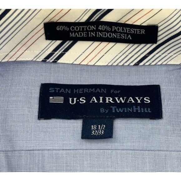 US Airways SIZE 18 1/2 32/33 Uniform Long-Sleeve Shirt - Picture 4 of 10